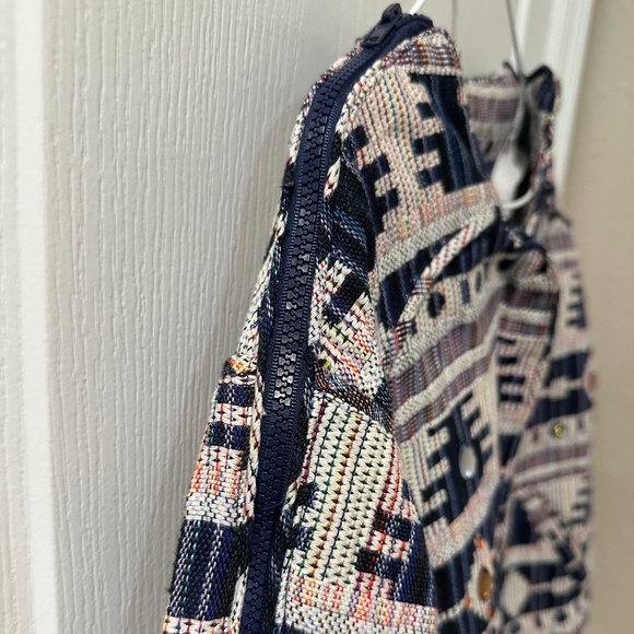 Iconic by Iskia Cream  Black Aztec Tribal Print Embellished Tapestry  Jacket - Picture 9 of 15